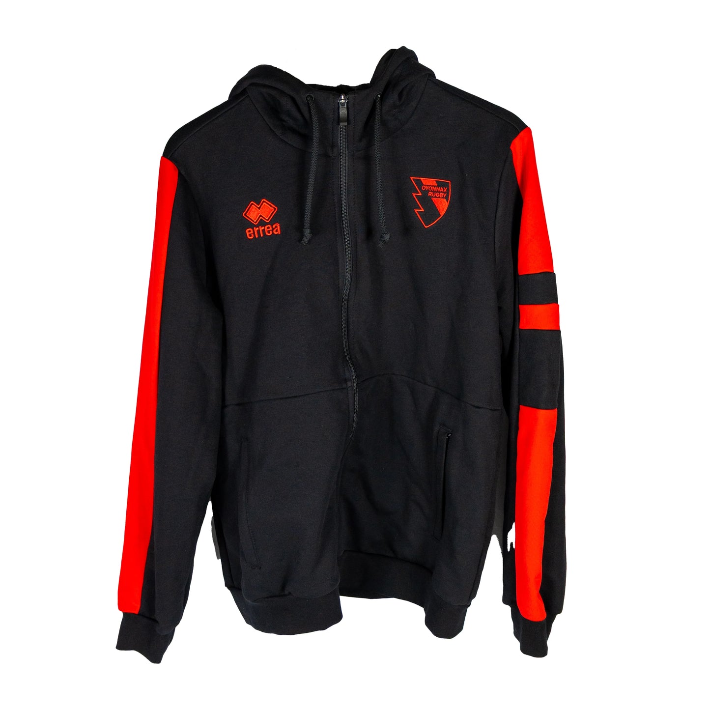 Gilet "hoodie" noir à bandes rouges